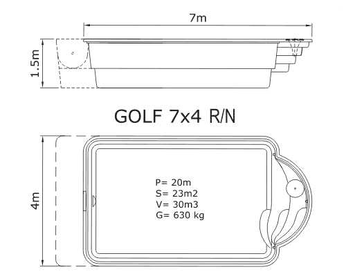 Piscina Golf 7 x 4 Na
