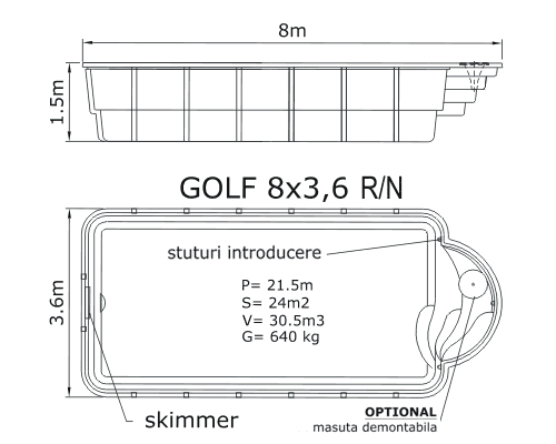 Piscina Golf 8 x 3.6 Na