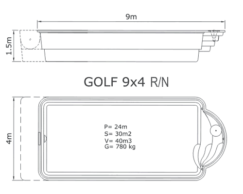 Piscina Golf 9 x 4 Na