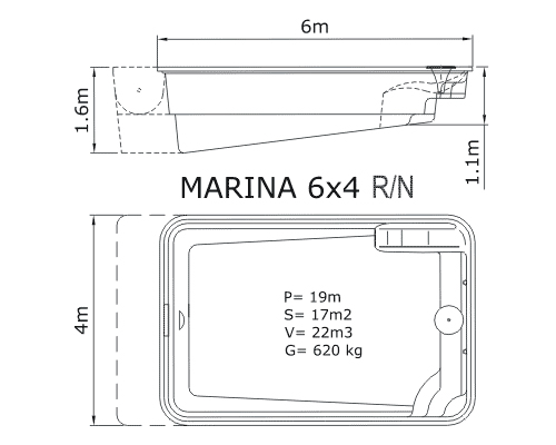 Piscina Marina 6 x 4 Na