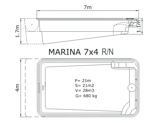 Piscina Marina 7 x 4 Na