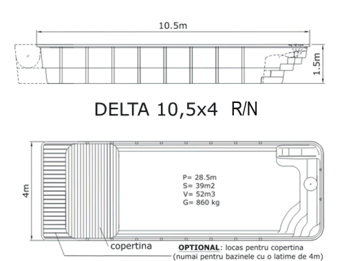Piscina Delta 9,5 x3,8 R